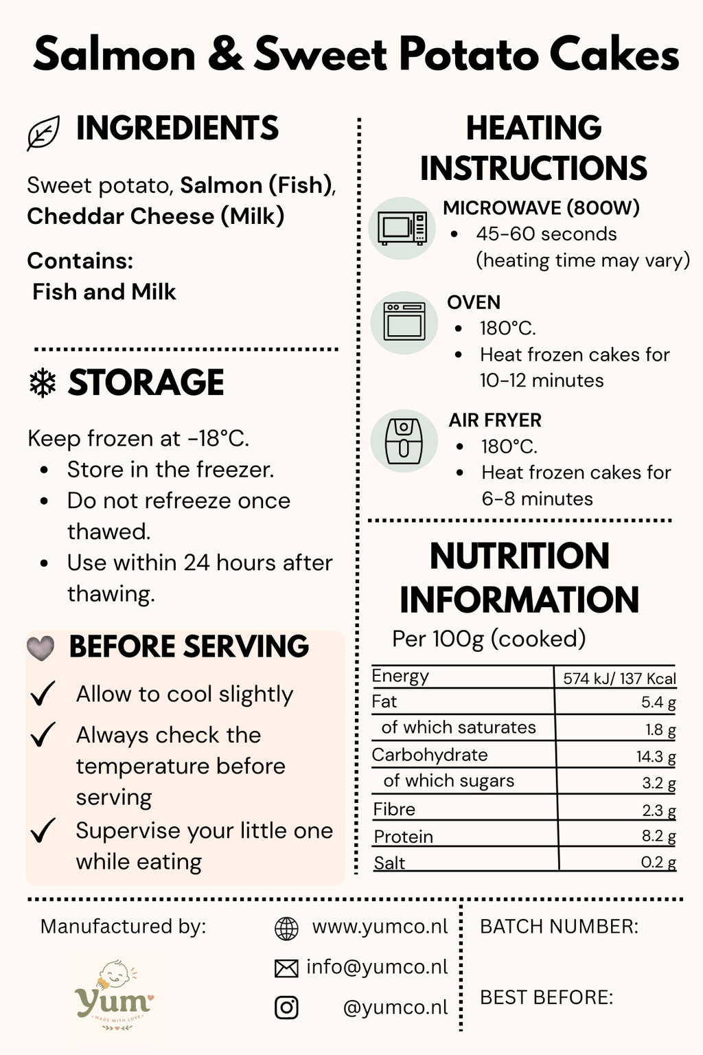 Salmon & Sweet Potato Cakes (6 p/packet)
