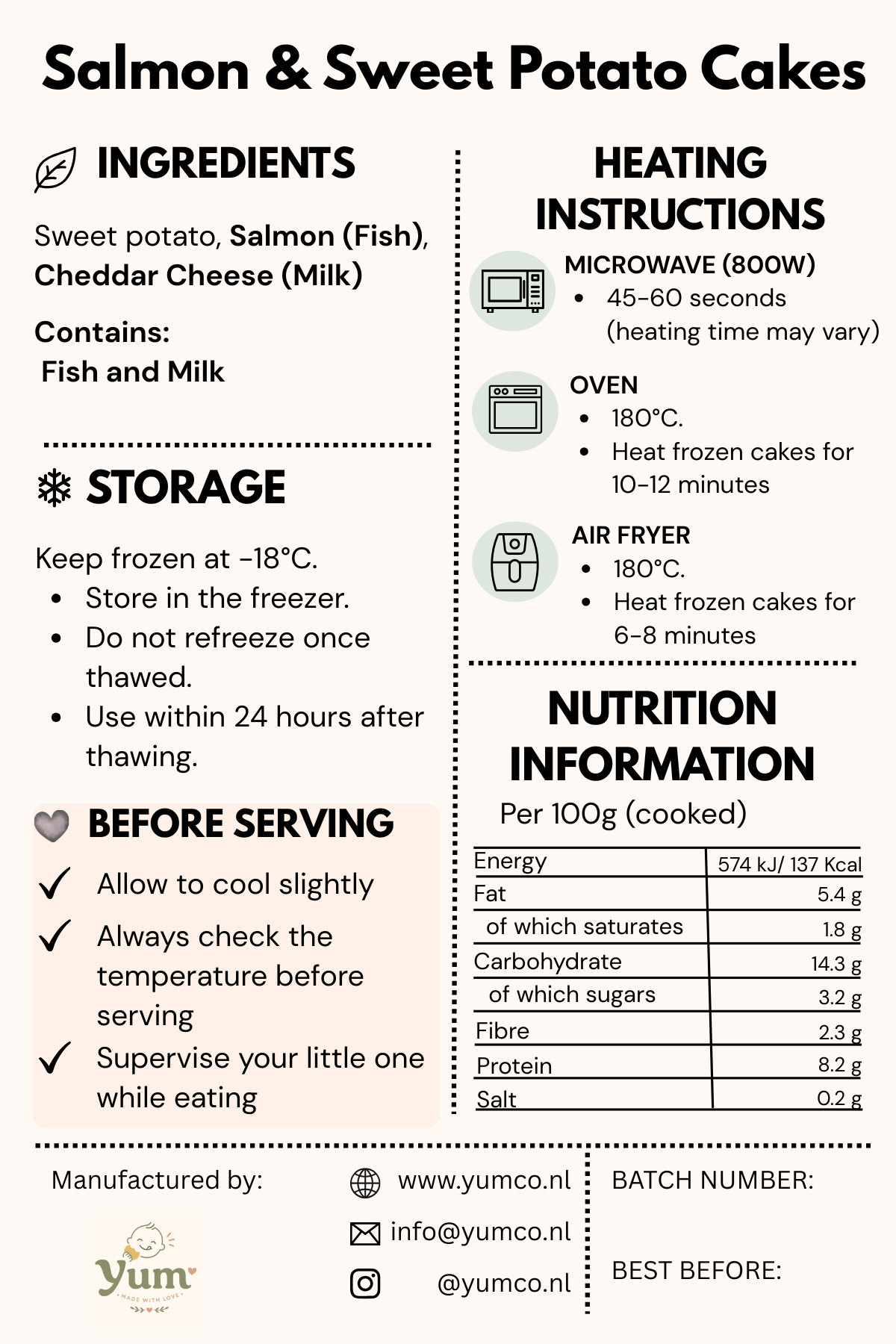 Salmon & Sweet Potato Cakes (6 p/packet)